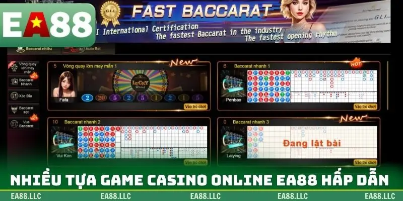 Nhiều tựa game casino online EA88 hấp dẫn